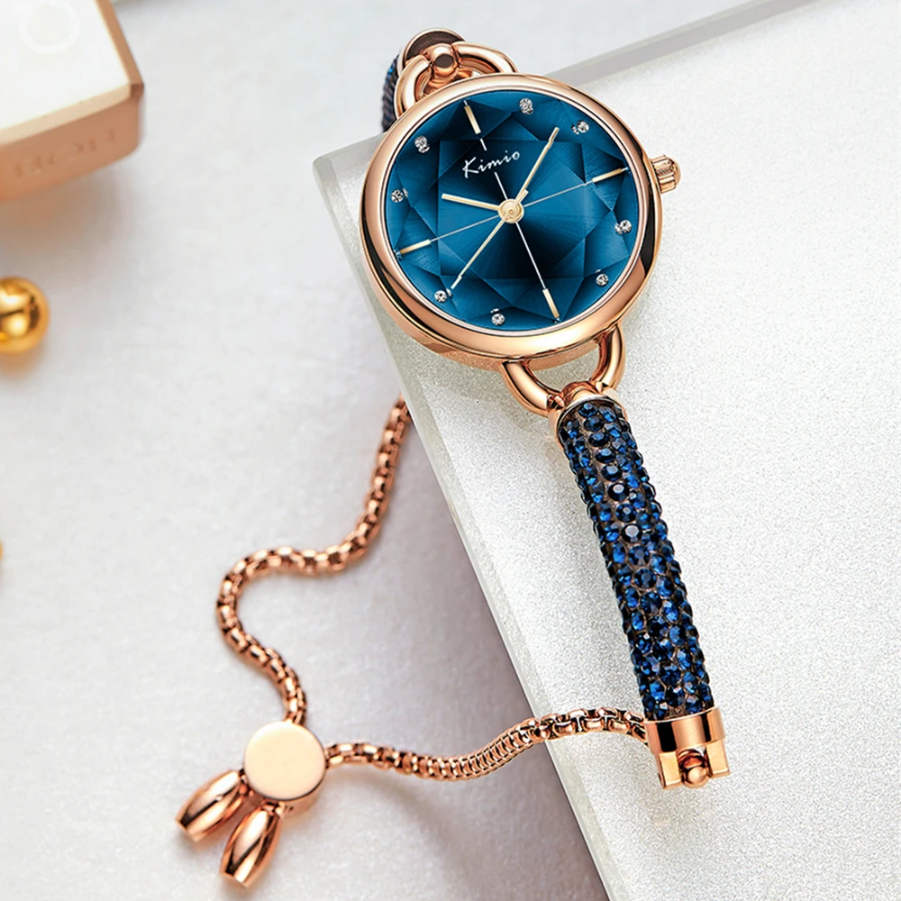 Diamond Bracelet Women Watches Bandage Crystal Quartz Watch Women Brand Luxury Female Wristwatch Dropshipping KIMIO6328 with Box