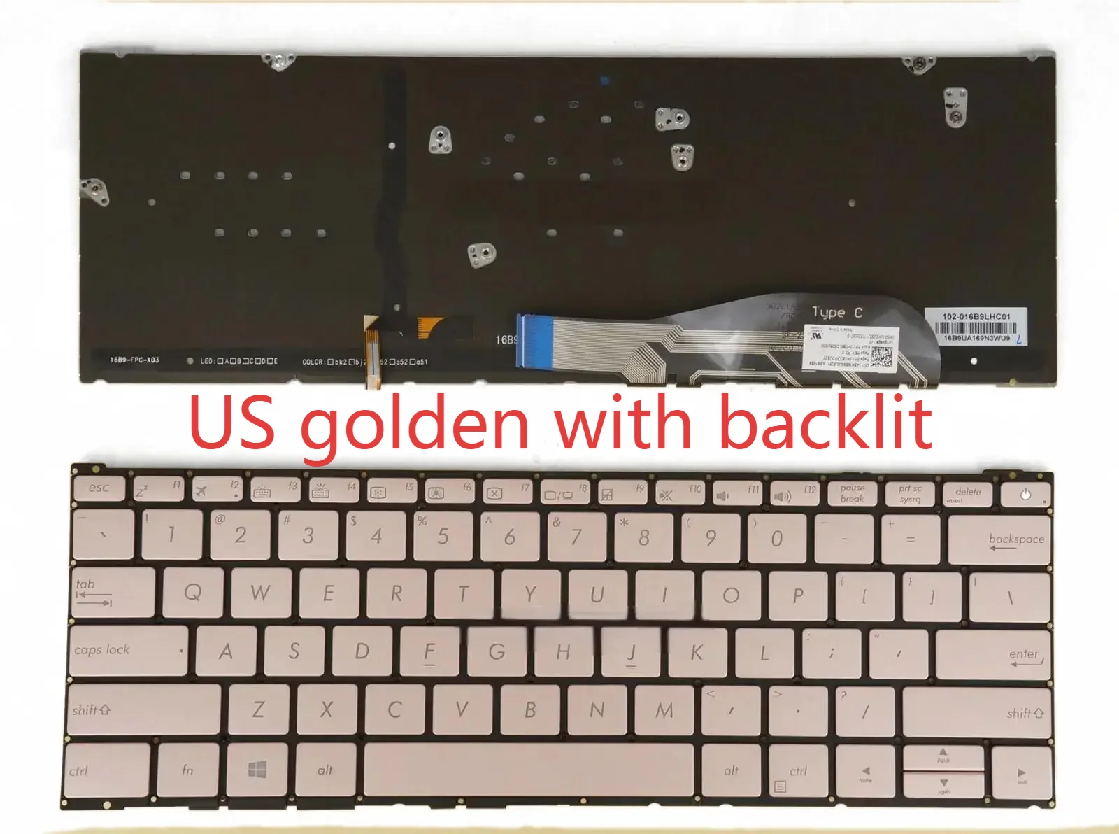 

Клавиатура UX390 США с подсветкой для Asus ZenBook UX390 UX390U UX390UA UX390UA-DH51 UX390UA-XH74 UX390UAK золотистая