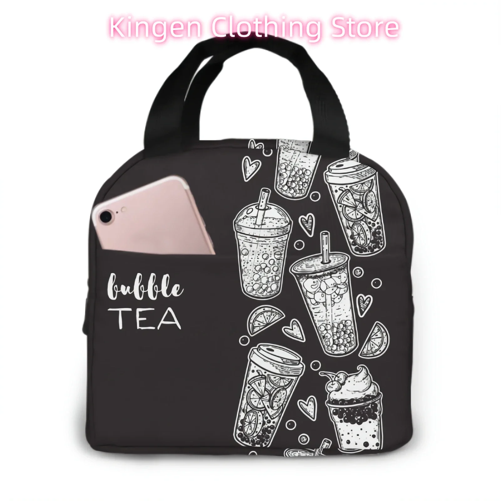 Bubble Tea  Cocktail Insulated Lunch Bag lunch box for Women Men Shopping Office School Picnic