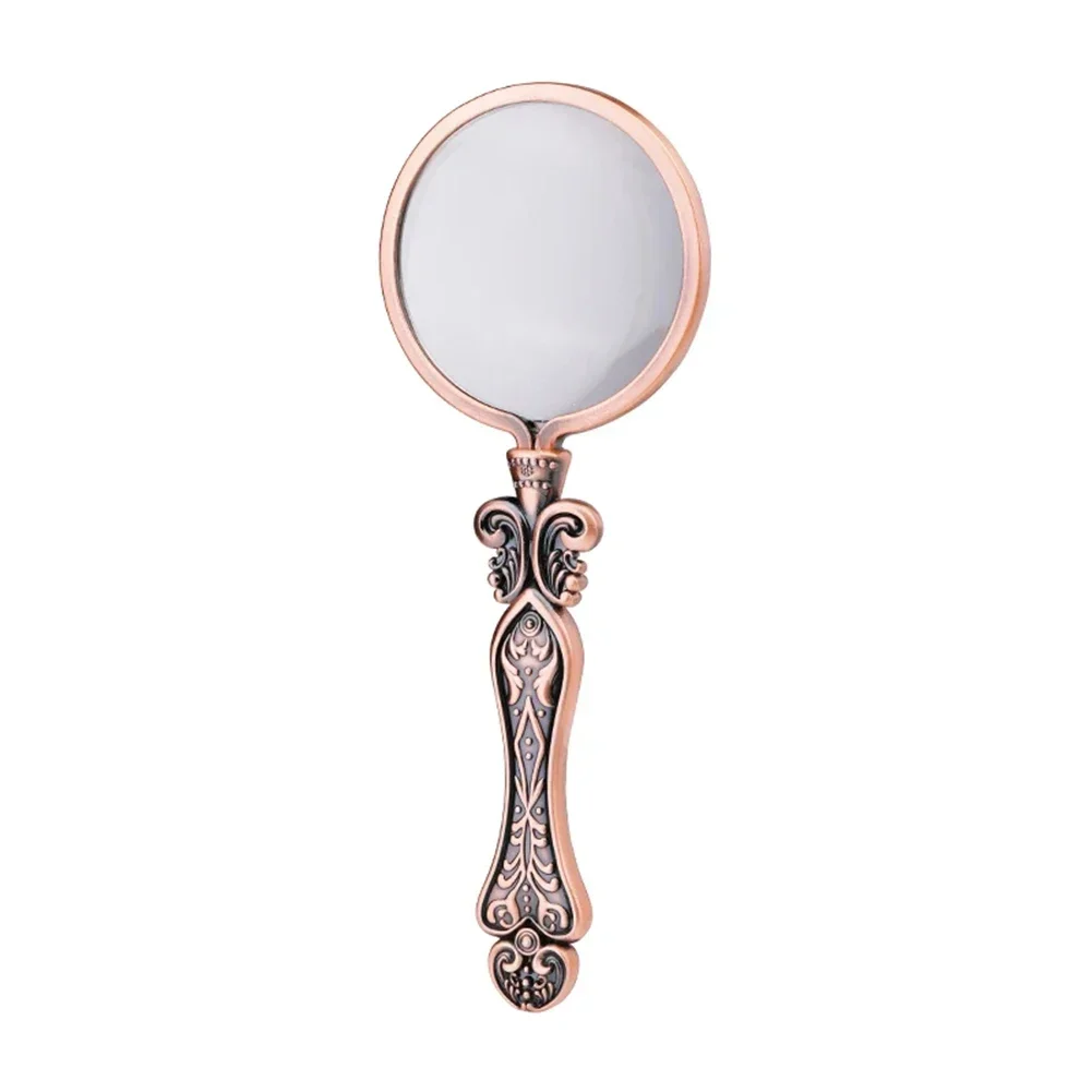 1pc Portable Handheld Magnifying Mirror Vintage Style Glass Lens Reading Lens Copper/Gold/Silver/Bronze 14.3cmx1.5cm