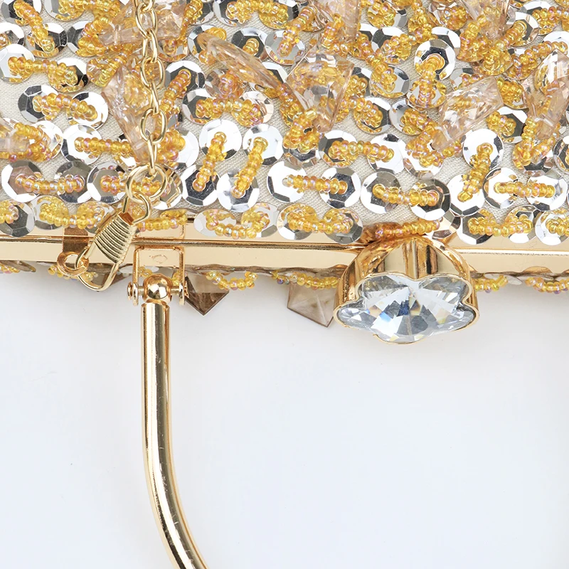 

Handmade Beaded Chain Evening Clutch Bag for Women, Elegant Party Wedding Banquet Purse, Sparkly Prom Night Bag, Stylish Ladies