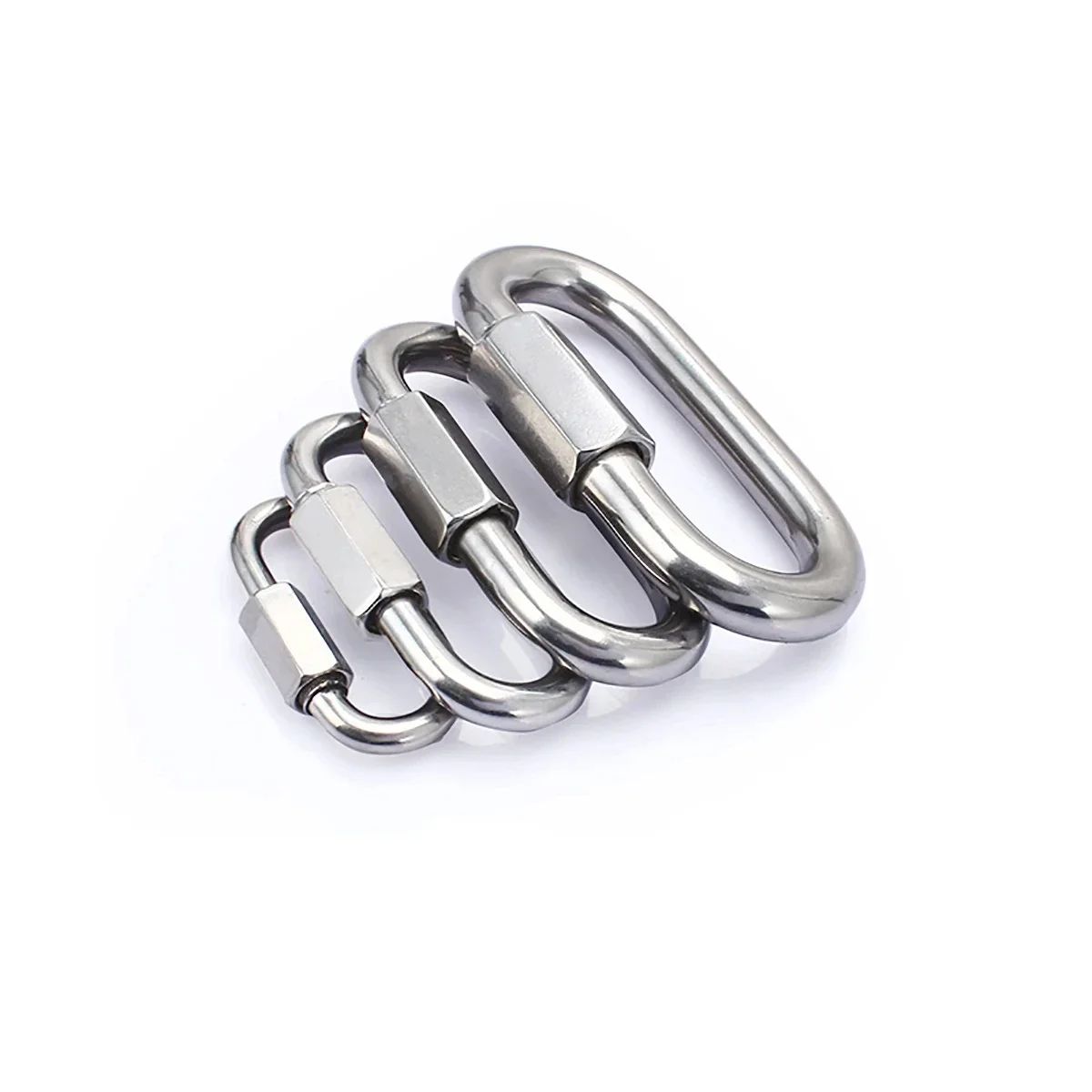 M3-M14 304/316 Stainless Steel Oval Locking Carabiner Clip Tow Chain Quick Links Rope Connector for Trailer Threaded Quick Link