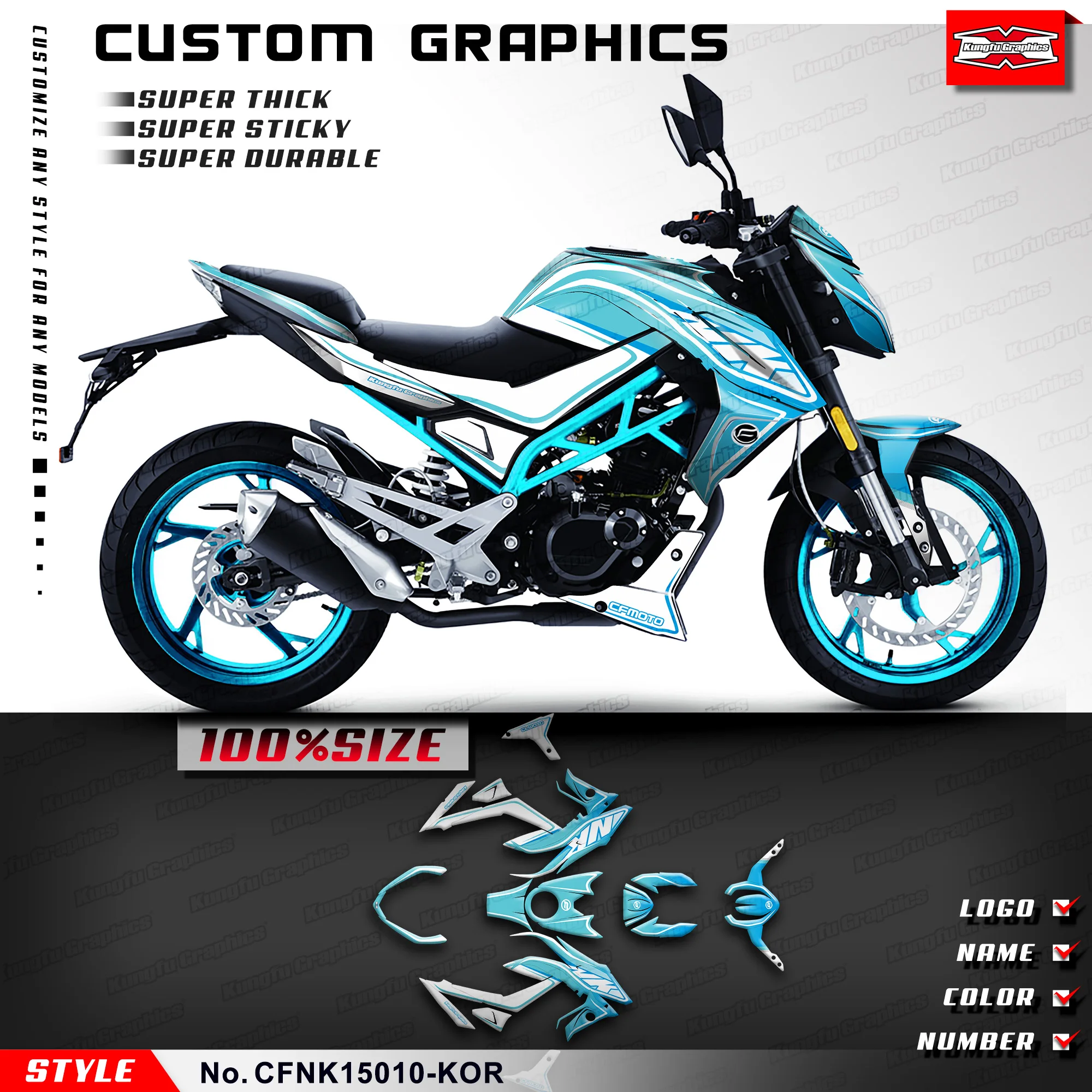 KUNGFU GRAPHICS Motorcycle Graphics Wrap Design for CF MOTO NK150 NK 150 NK CFMOTO, Customised, CFNK15010-KOR