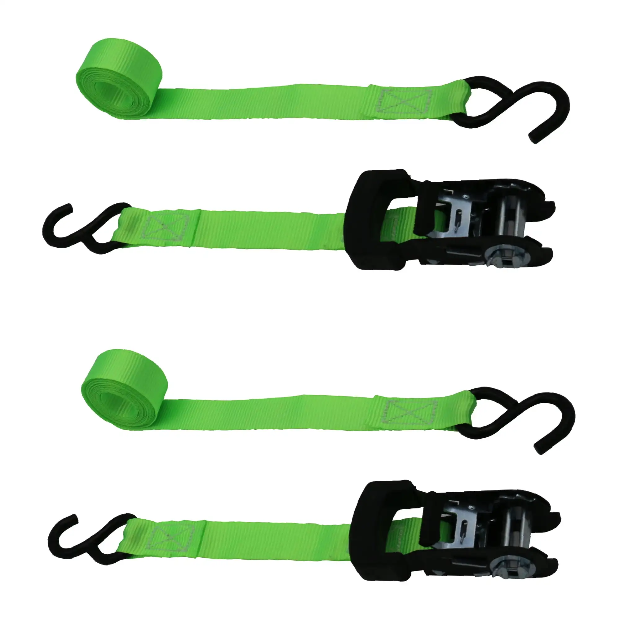 

(4 pack) 1”x10’ 500 lbs Standard Duty S-Hook Ratchet Tie Down-2 Pack