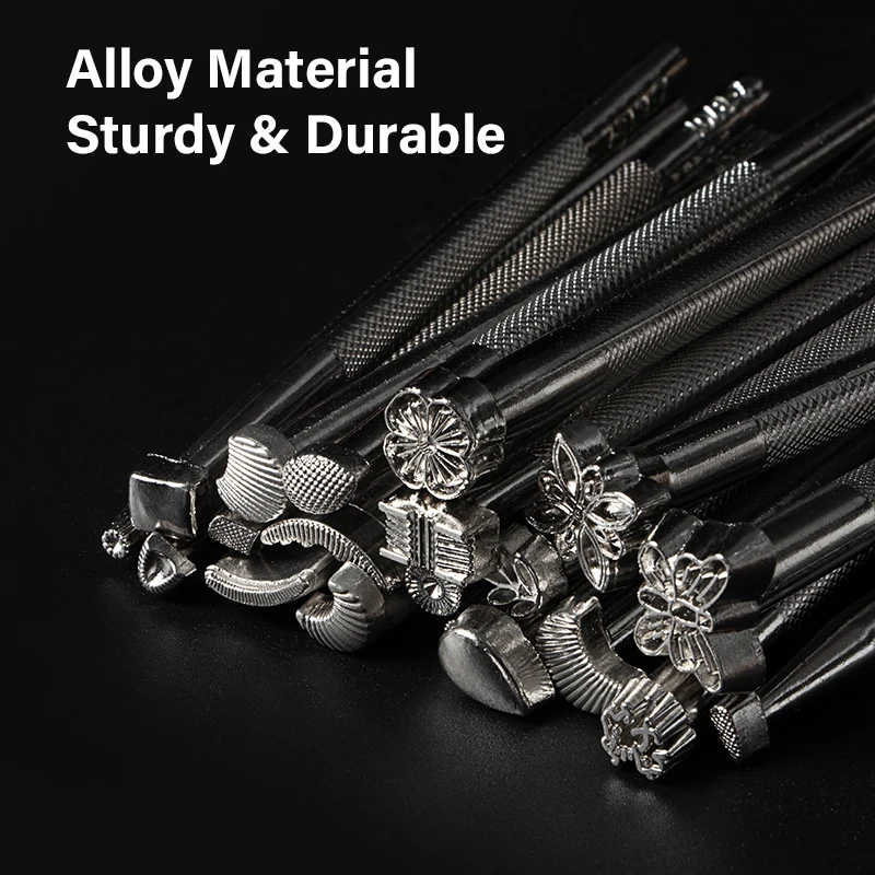 WUTA Leather Stamping Tools Skin Stamps Kit Carving Leather 20Pcs Patterns Leather Craft Working Printing Embossing Punch Set