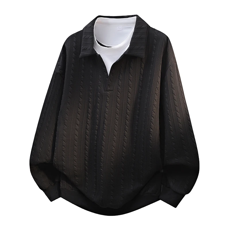 

Men's Faux Two-Piece Hoodie Spring 2026 American Retro Style Casual Necktie Loose Fit Long Sleeve Color Windproof