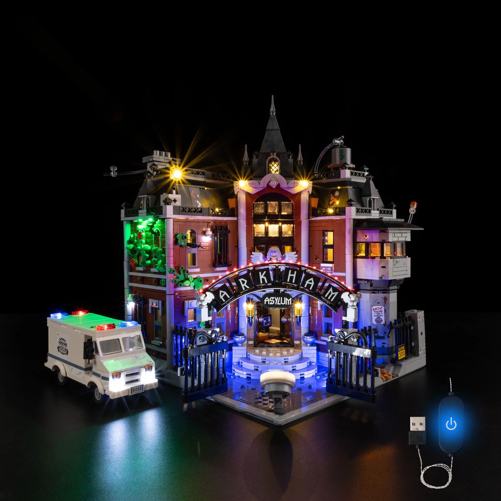 

Набор светодиодных фонарей Easylite подходит для Lego Arkham Asylum 76300 (без модели)