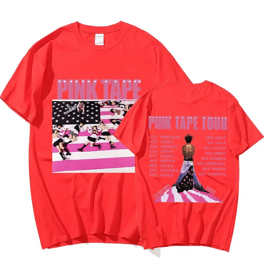 Rapper Lil Uzi Vert Pink T-Shirts Tour Konzert Baumwolle T-Shirt Männer Frauen Mode übergroße T-Shirt Hip Hop Streetwear