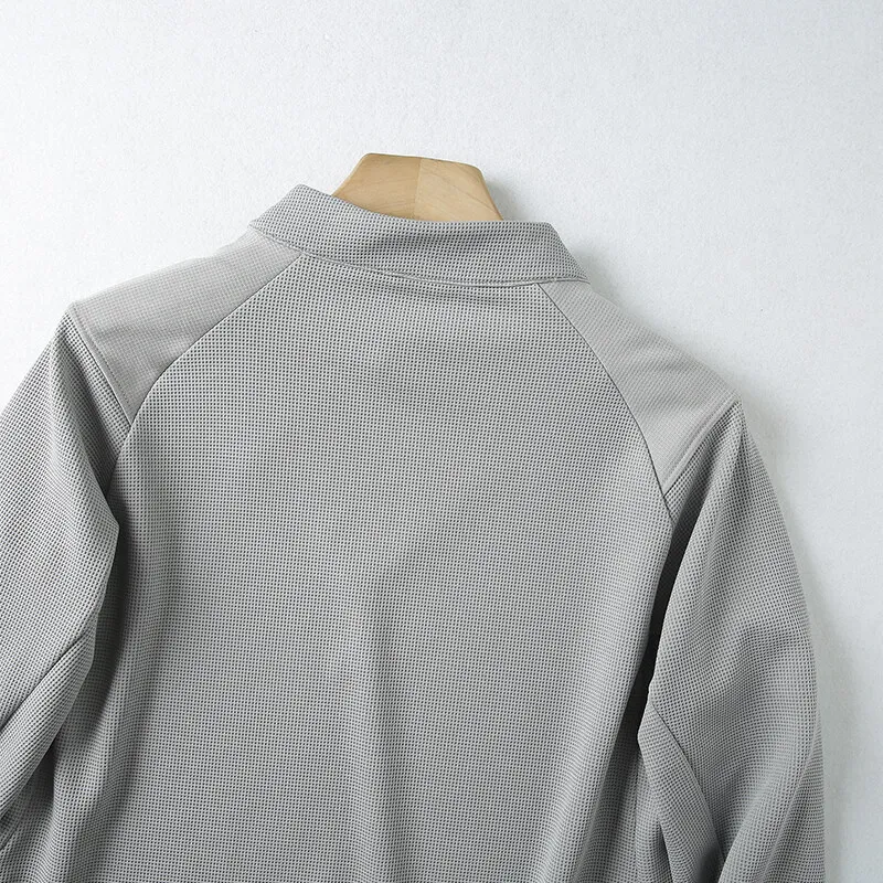 لمط الوقوف طوق الهراء هوديي في الهواء الطلق تنفس الرجال نصف البريدي سريعة الجافة الرياضة عادية كم طويل تي شيرت #4