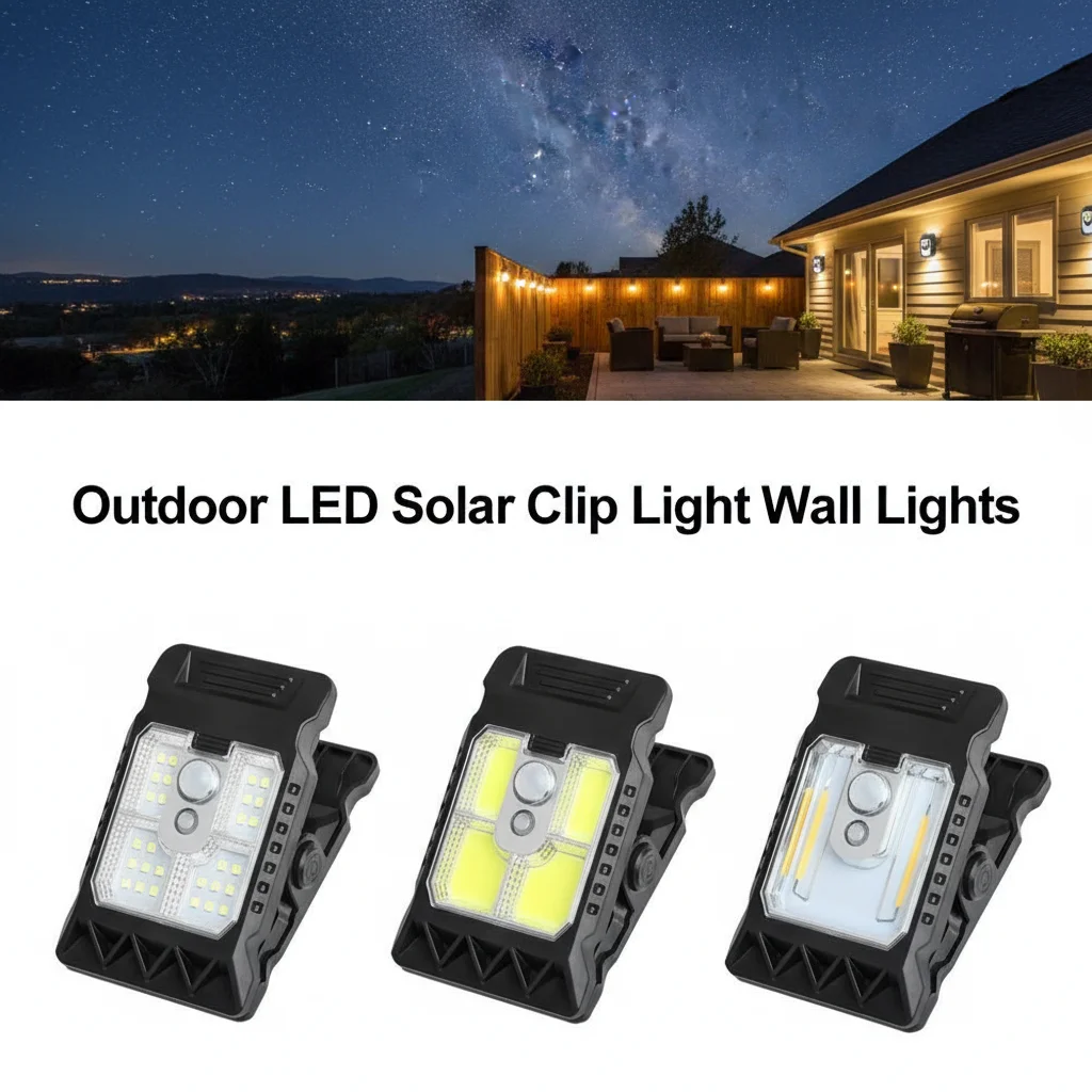 

LED Solar Garden Wall Lights Outdoor Motion Sensor Waterproof Rechargeable Clip Light for Landscape Wall Decoration