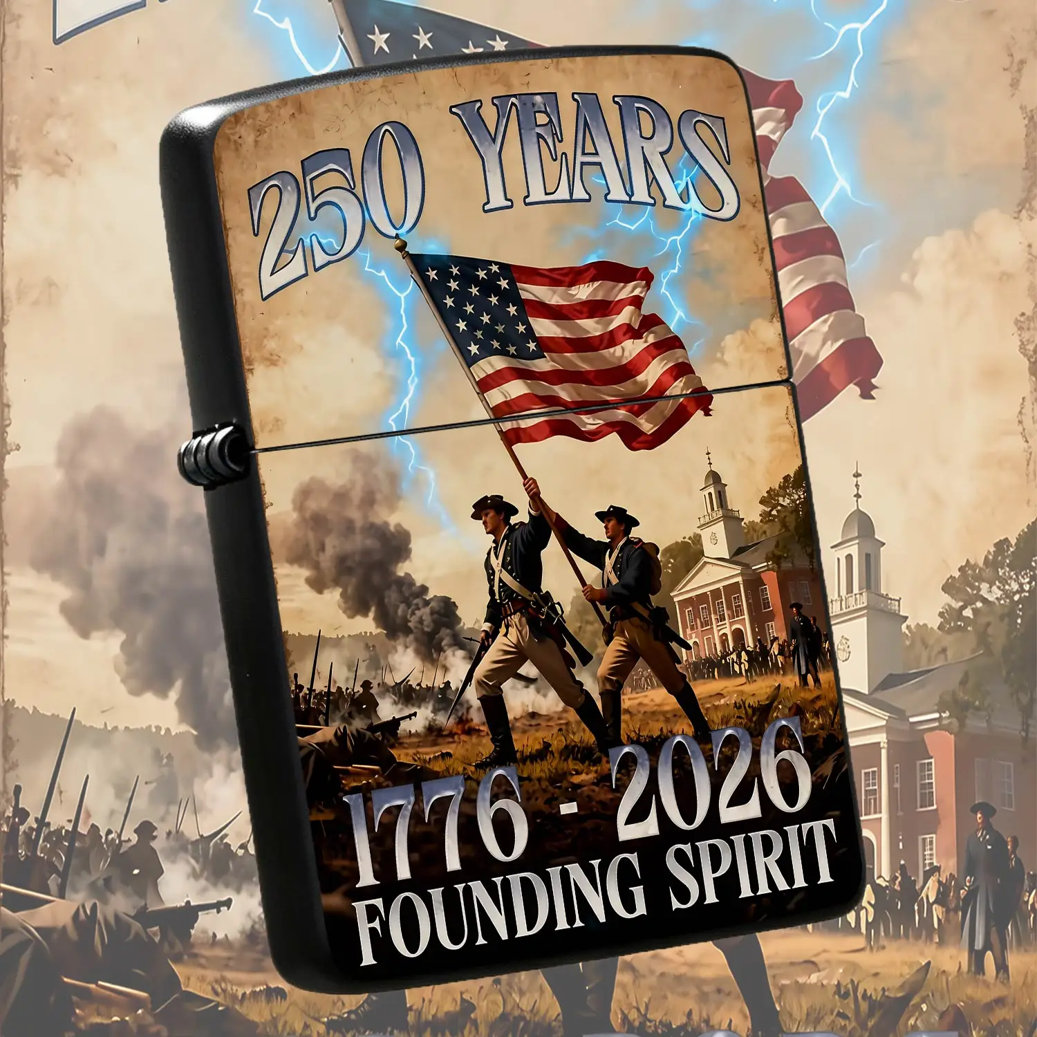 American 250Th Anniversary 1776-2026 Themed Accessory, Revolutionary War Founding Spirit Commemorative Decor, Portable Versatile Practical Item For Daily Outdoor Travel, Unique Gift For History Patriotic Supporters A Humorous And Interestin