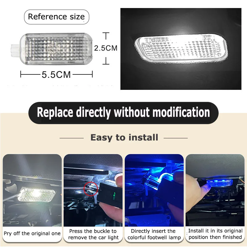 LED Car Interior Footwell Decoraitve Light For VW Tiguan POLO MK4 MK5 MK6 Golf 4 5 6 Passat B5 B6 B7 B8 Jetta CC T-Cross Accesso