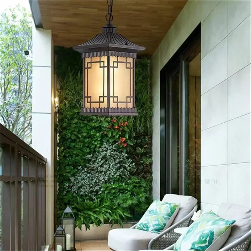 PLLY Classical Pendant Light Outdoor Retro LED Lamp Waterproof for Home Corridor Decoration