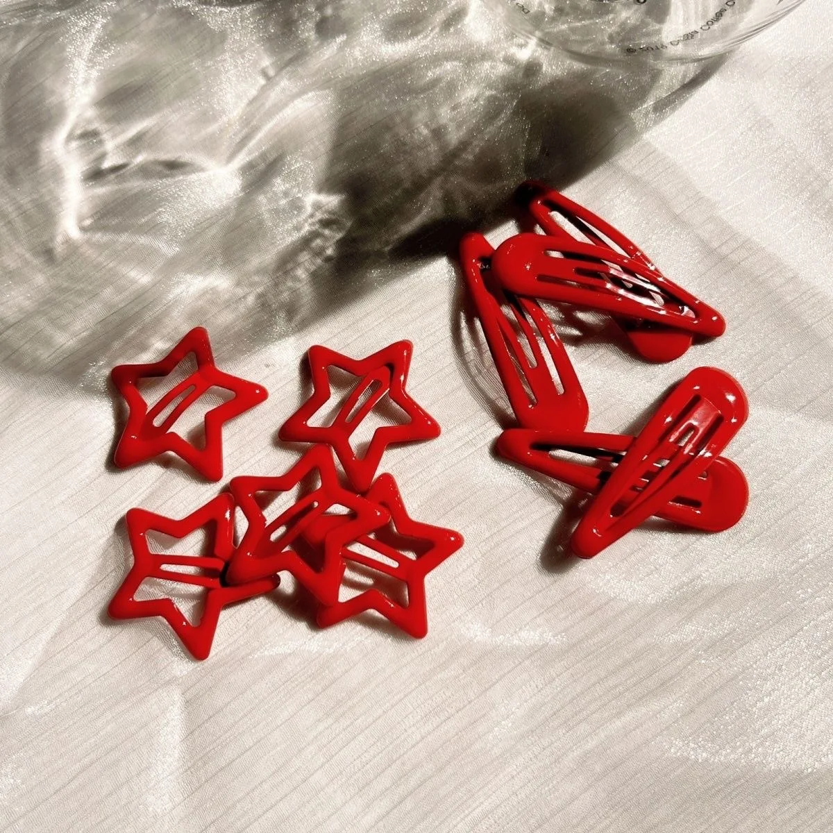 10Pcs Red Star Snap Clip for Girls Waterdrop Barrettes Back Hairpin Women Hair Clip Accessories Kawaii BB Clips - Image 5