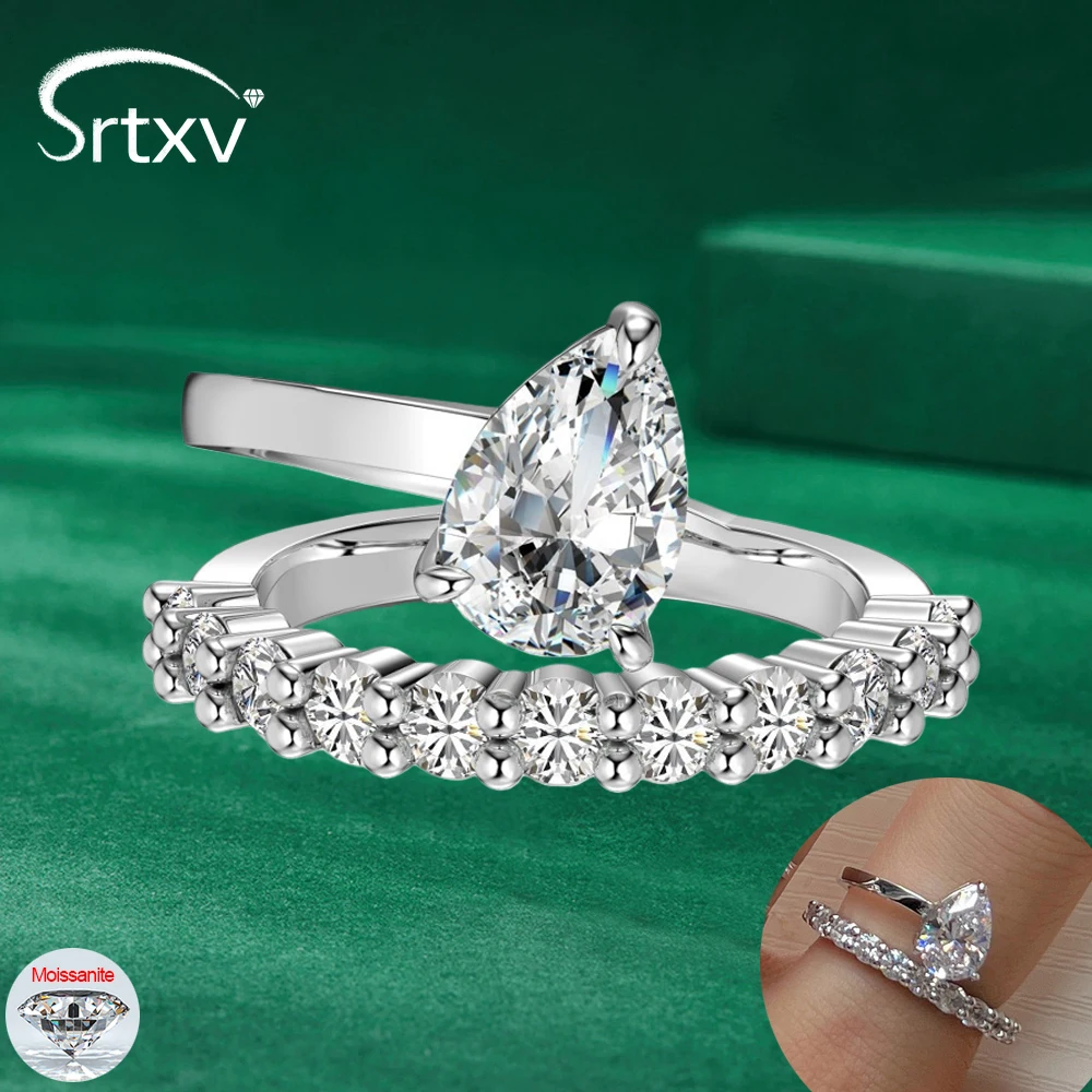 

6*9mm Pear Cut Zircon Moissanite Wedding Rings For Women Sparkling Lab Diamond Band S925 Sterling Silver Plated 18K Jewelry Gift
