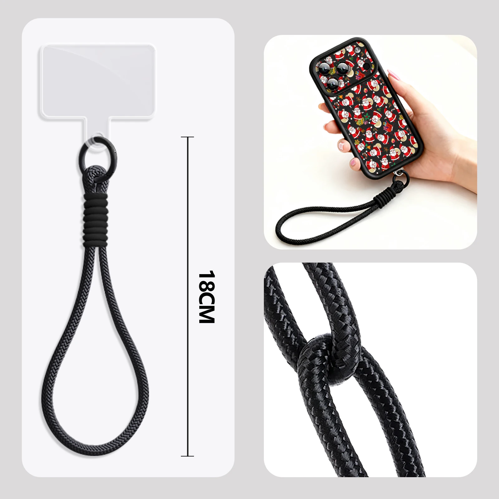 Custodia con cinturino da polso per iPhone 17 Pro Max Custodia natalizia con Babbo Natale a schermo intero per Funda iPhone 16 Pro Max 15 14 13 12 11 16e Air