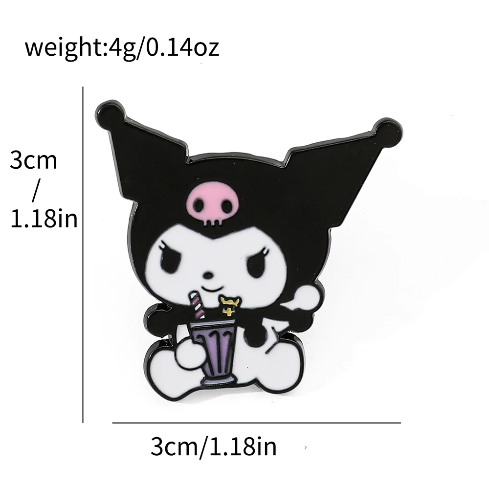 5 Pcs Cartoon Sanrio Brooch Creative Halloween Kuromi Enamel Pin Metal Badge Jewelry Backpack Clothing Accessories Festive Gifts