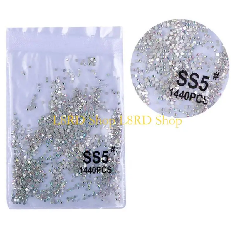 

L8RD 1440Pcs Round Mixed Gemstones Flatback Glitter Glass Stone Rhinestones