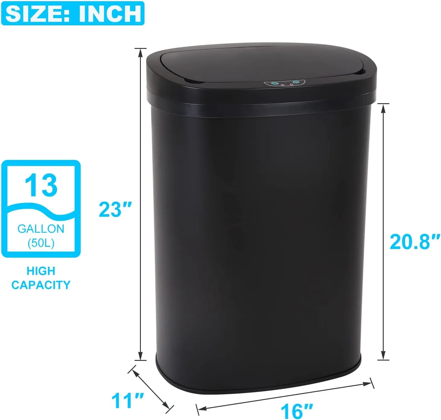 Touch Free Automatic Stainless Steel Trash Can Garbage Can Metal Trash Bin with Lid for Kitchen Living Room