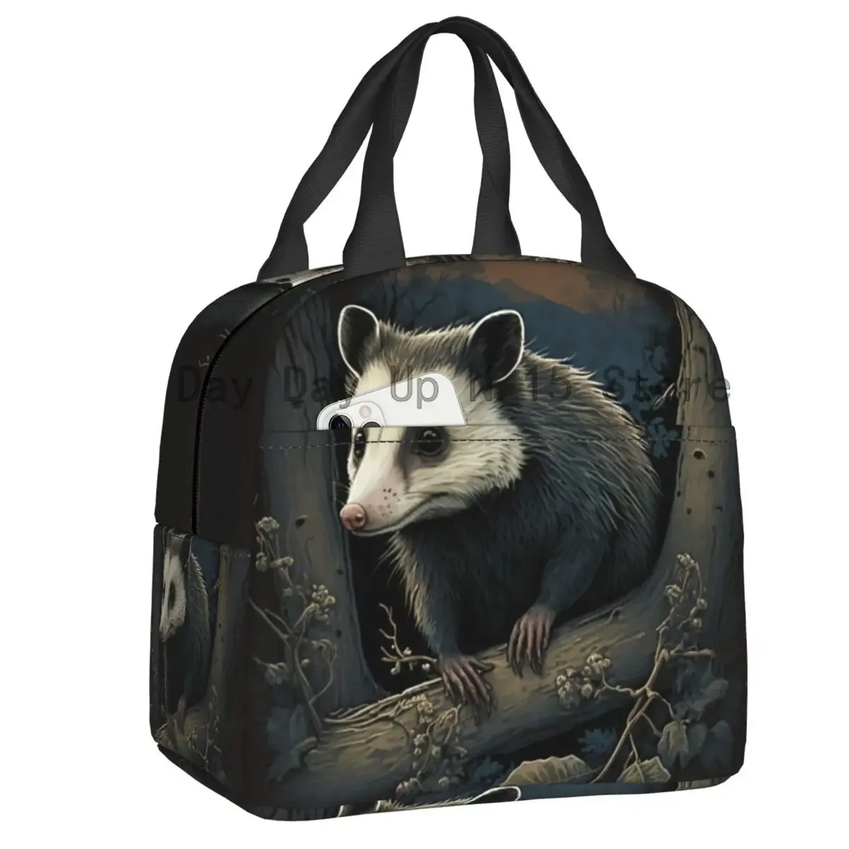 The Hungry Opossum Insulated Lunch Bag for Women Waterproof Animal Pet Cooler Thermal Lunch Tote Beach Camping Travel