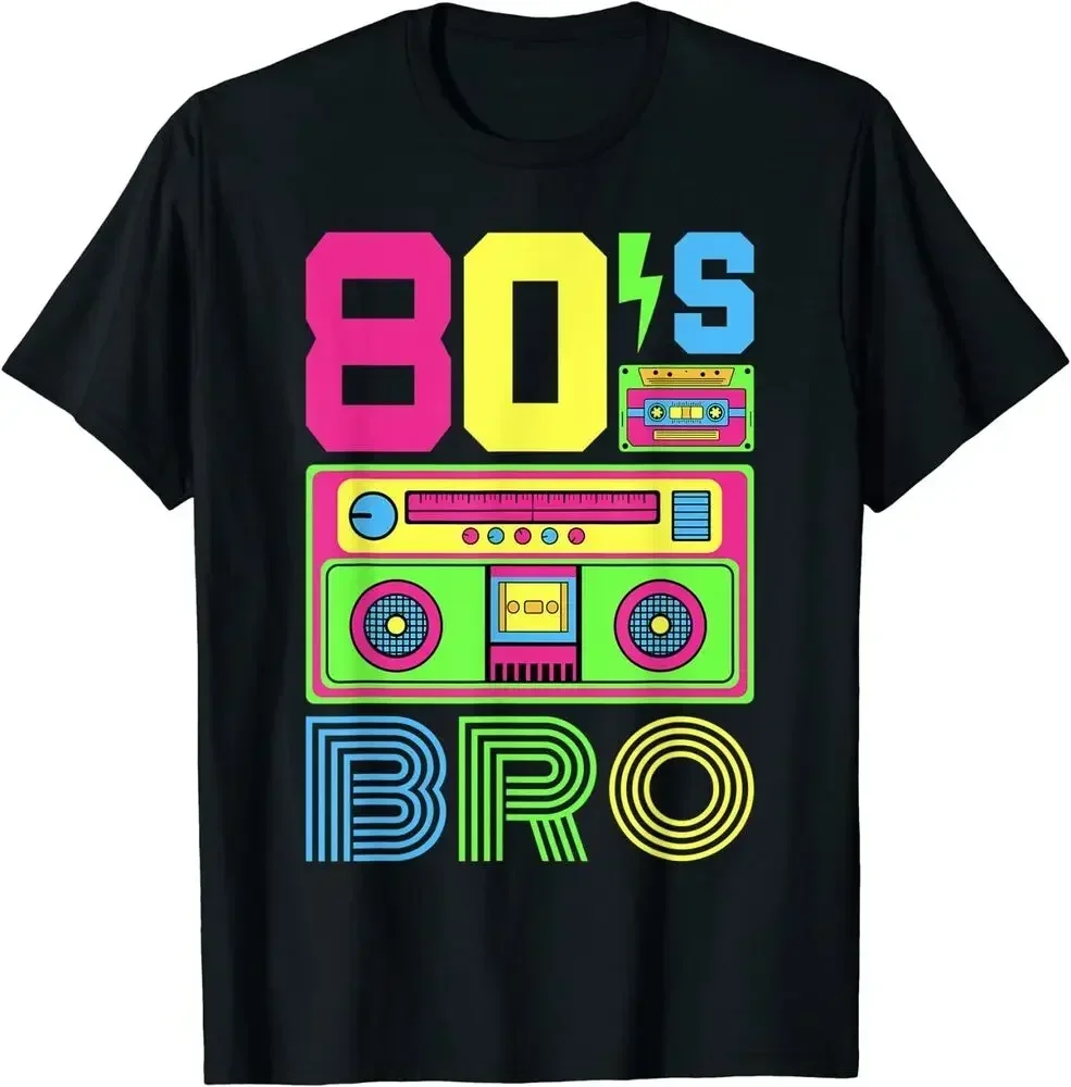 80s kemeja Bro 1980s mode 80 tema pesta pakaian atasan Retro pengingat delapan-modal olahraga santai kaos lengan pendek