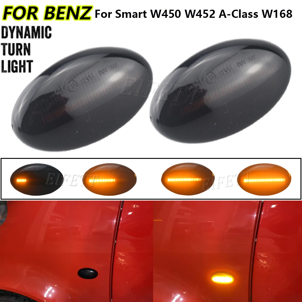 

2pcs Dynamic LED Car Side Marker Lights Repeater Signal Lamps For Mercedes Benz Smart W450 &W452 1998-2007