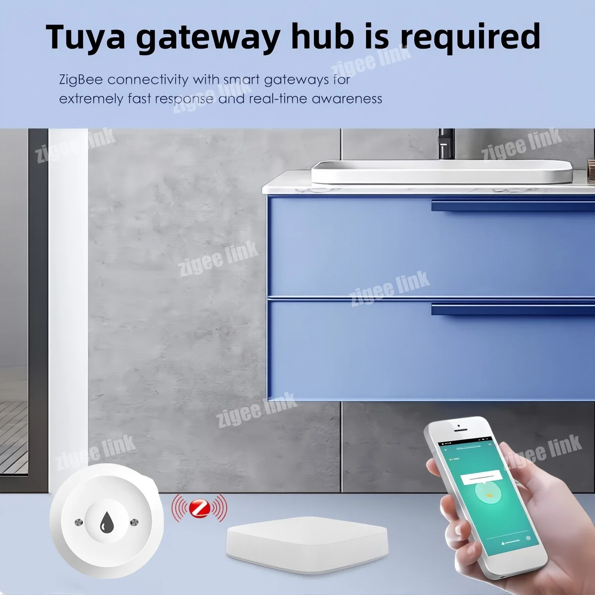 Zigbee Water Leakage Sensor Flood Overflow Security Detector APP Real-Time Remote Alert For Household Anti-Water-Leak Protection
