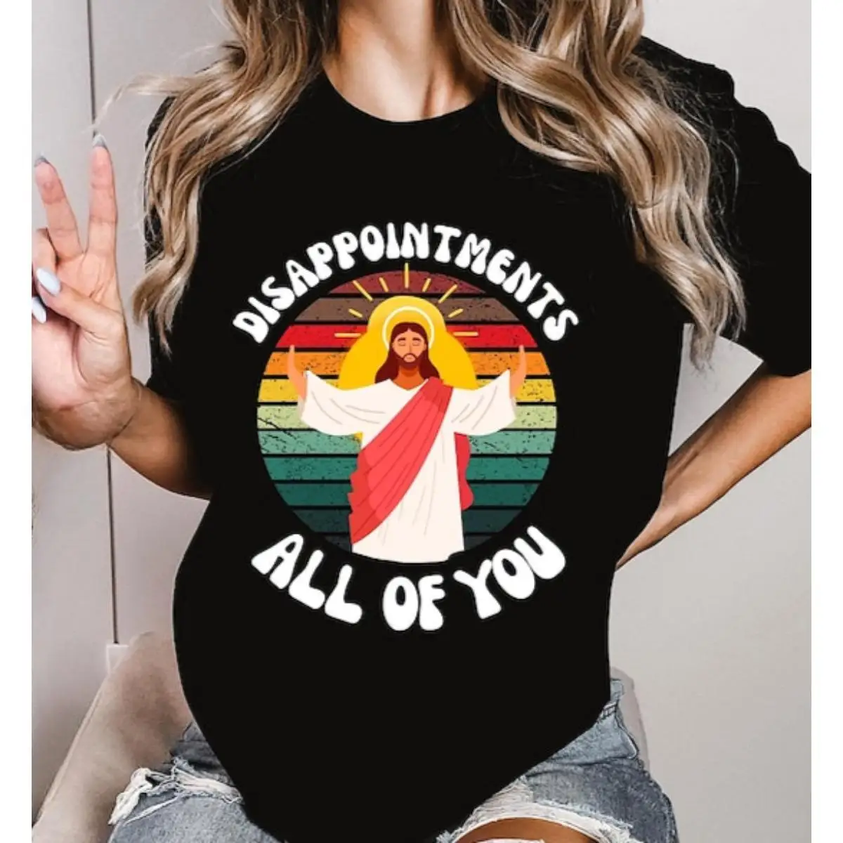 

Funny Jesus Graphic T-Shirt Unisex Disappointments All Of You Print Vintage Humor Tee Casual Streetwear Summer Top S-3XL