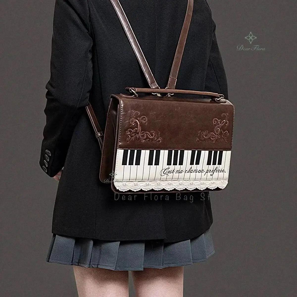 New Vintage Piano Shoulder Bag Womens Brown Crossbody Bag Y2k Girls Transparent Ita Bag Personalized Backpack Aesthetic Handbags
