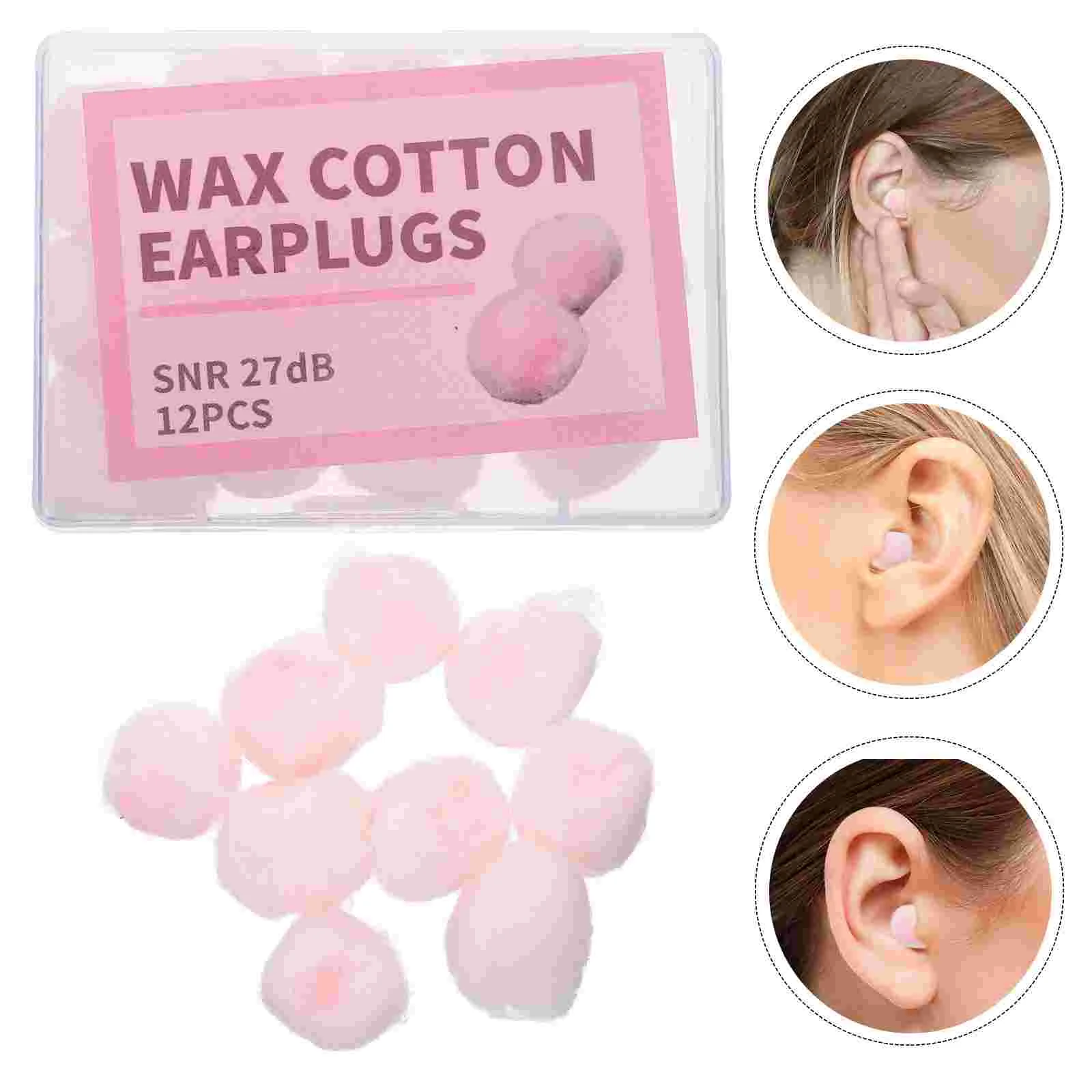 

12 Pcs Wax Cotton Earplugs Sleep Noise Canceling Soft Comfortable Snoring Blocking Ear Plugs For Quiet Environment