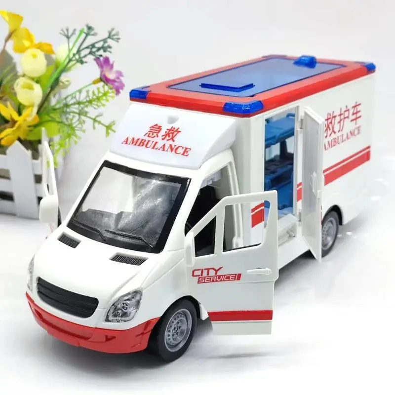 Ambulance Car Toy City Large Fire Truck Model Simulation Sound And Light Engineering Vehicle Collection Children\'s Toy Gifts