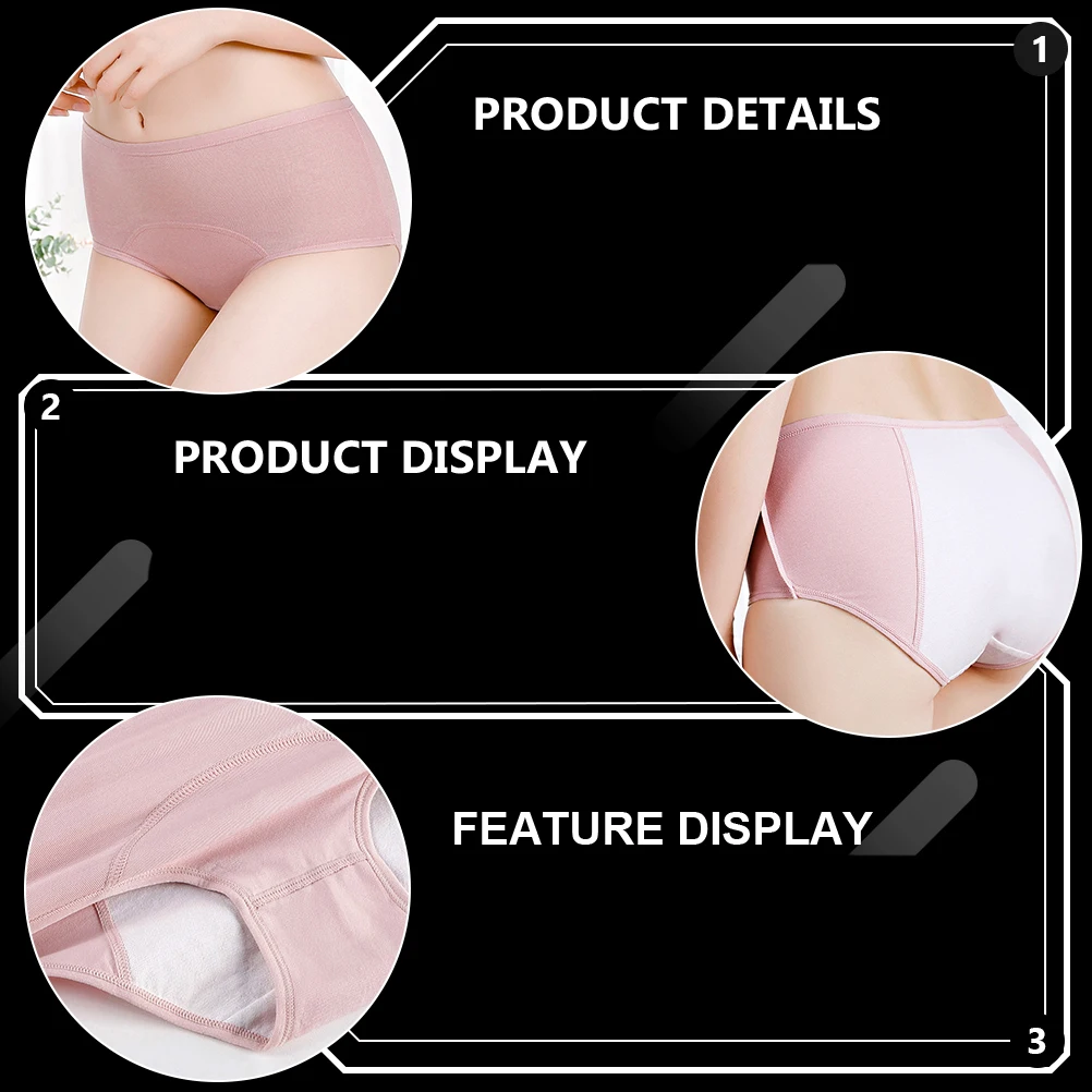 

Waterproof Period Briefs Mid-Waist Soft Cotton Leak-Resistant Front and Rear Protection Comfortable for Daily Wear