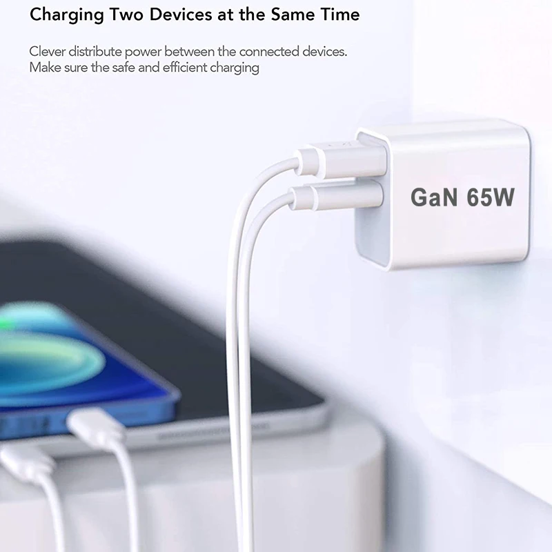 USB-C Quick Charging Plug AU EU UK US 65W PD Charger USB For iPhone 14 Xiaomi HUAWEI Samsung Fast Charge block - náhled 4