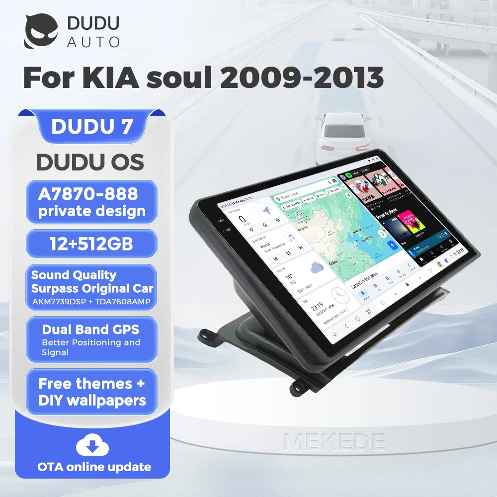 DUDUAUTO 2K Screen Android Auto Intelligent System Multimedia Player Car Radio GPS For KIA Soul 2009-2013 WIFI 5G 12+512GB BT5.0