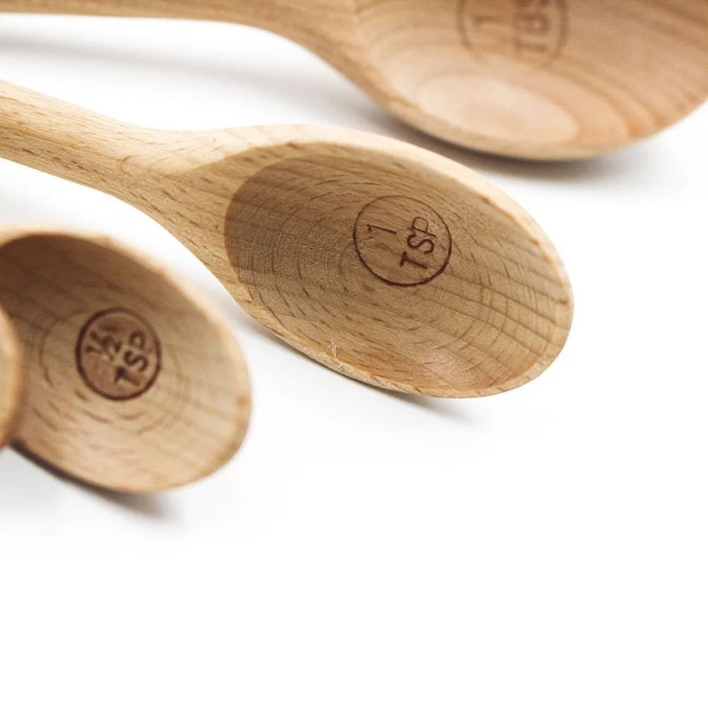 4pcs Beechwood Measuring Spoons spoon set Beech Wooden Measuring Spoons Set