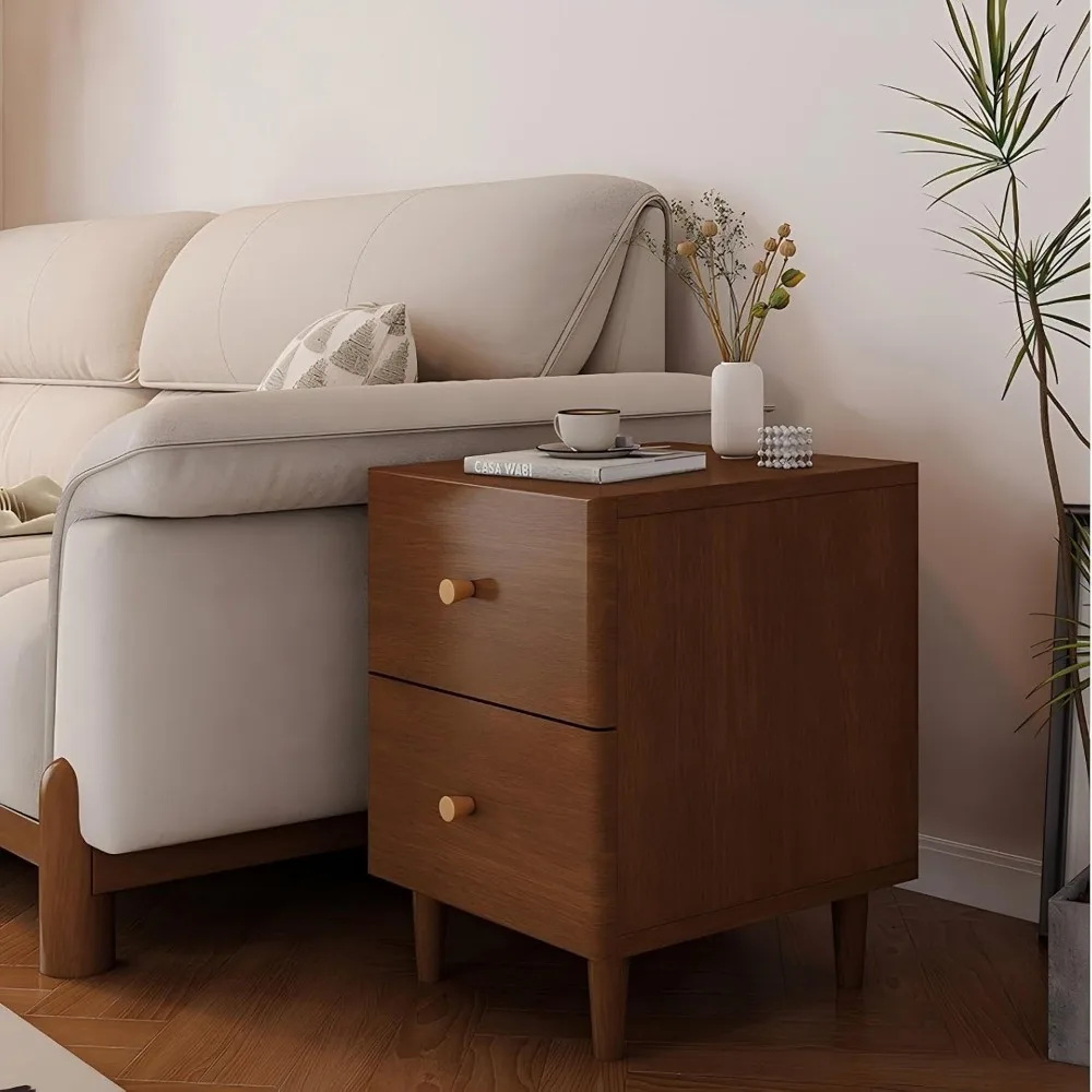 منضدة خشبية حديثة ذات درجين لغرفة النوم والفندق بتصميم نحيف وخزانة تخزين #3