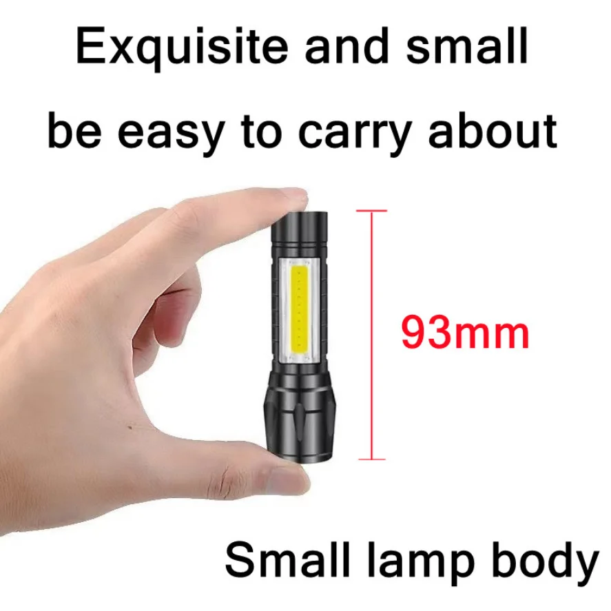 PwwQmm-linterna LED USB portátil, linterna COB XPE con 3 modos de Zoom recargable, luz de Camping impermeable