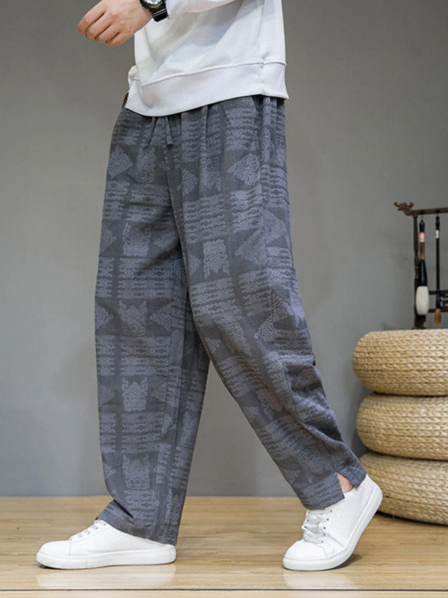 

Мужские повседневные спортивные брюки прямого кроя, свободные брюки в новом китайском стиле, брюки Harlan, весенний сезон, удобные брюки с эластичной резинкой на талии