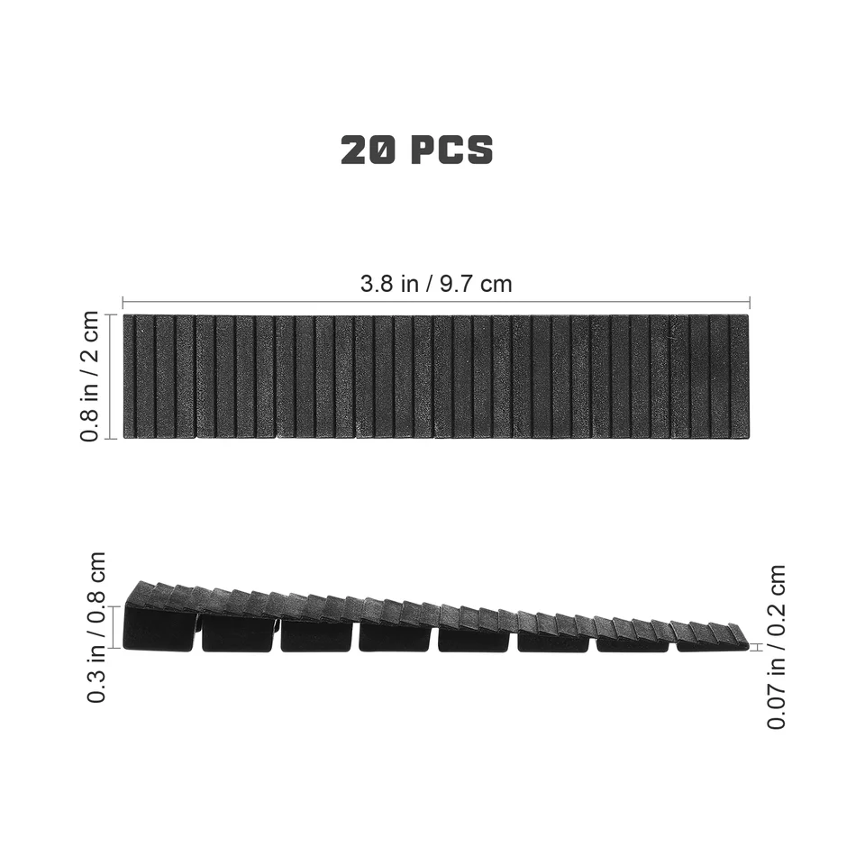 Juego De 20 Cuñas De Plástico Para Nivelar Muebles, De 10x1.95 Cm Y Altura Máxima 0.8 Cm, Con Puntos De Rotura, En Blanco Y Negro, Protegen El Suelo Sin Rayarlo