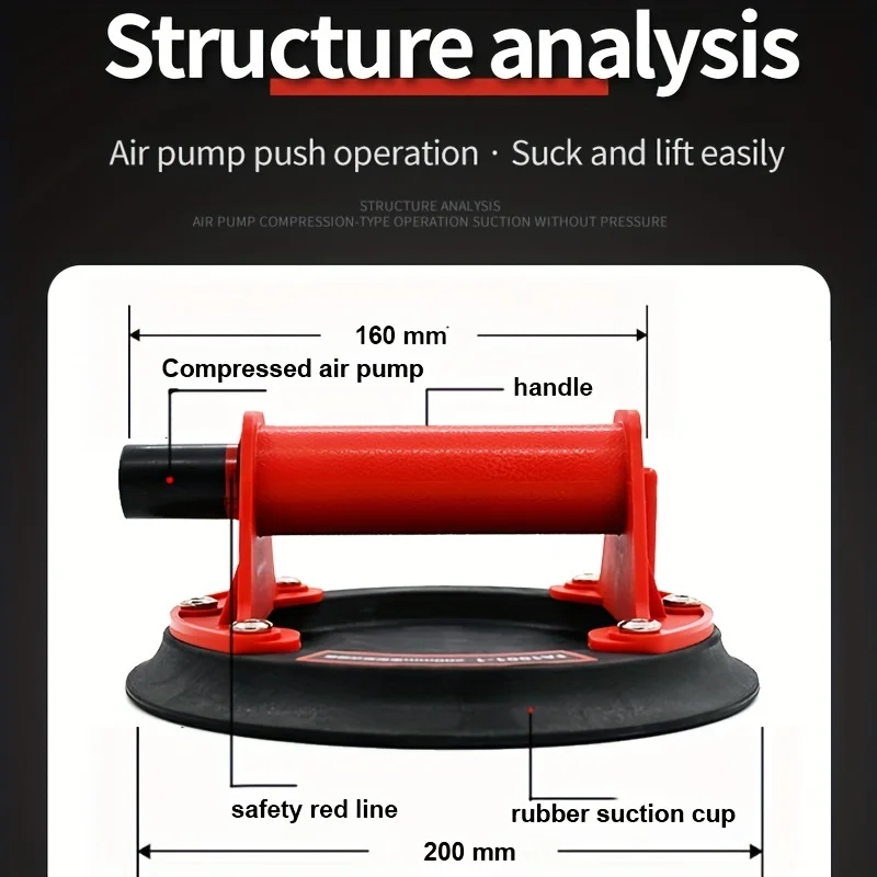 8-calowa przyssawka próżniowa o wadze 200 kg, odpowiednia do podnoszenia granitowego szkła ceramicznego z adsorpcją płytek ceramicznych