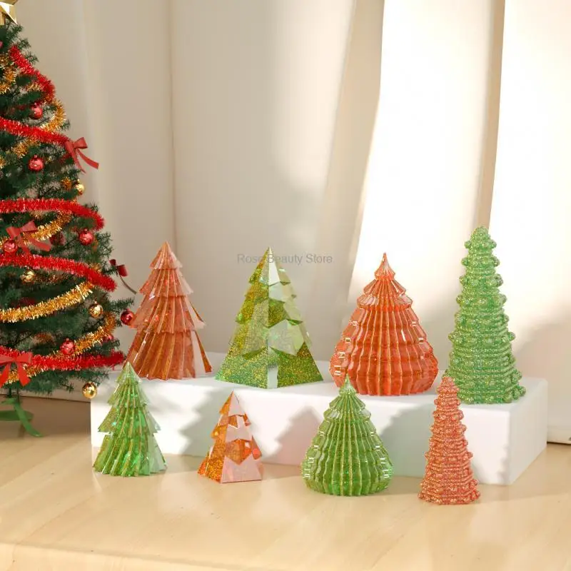 Christmas Tree Silicone Candle Mold 3D Diagonal Striped Plant Soap Resin Plaster Mould Chocolate Making Party wedding Decor Gift