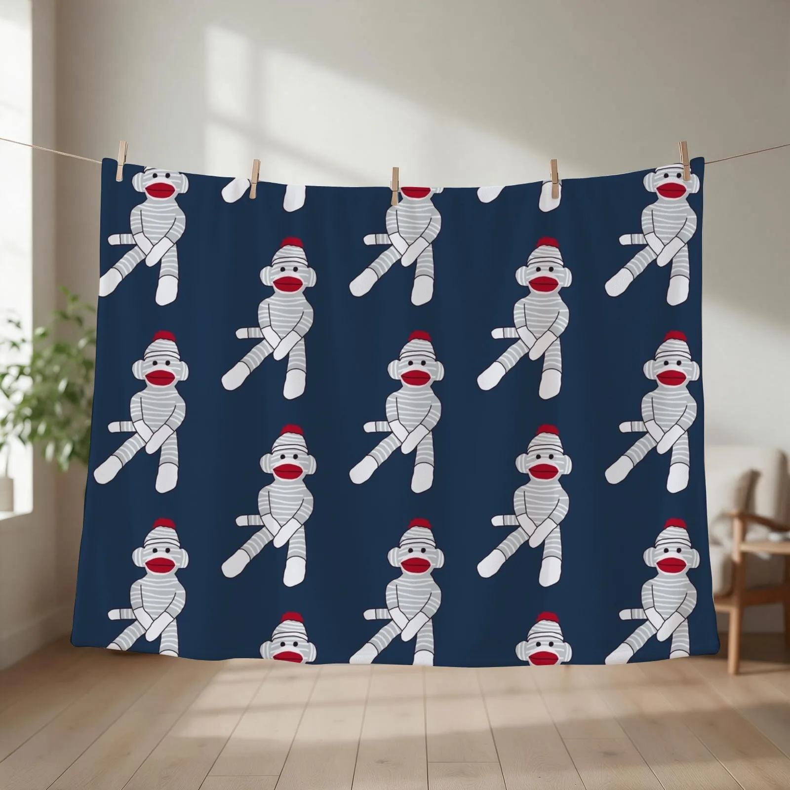 March 7th Sock Monkey Day Throw Blanket couch cozy soft plush fuzzy picnic outdoor blanket