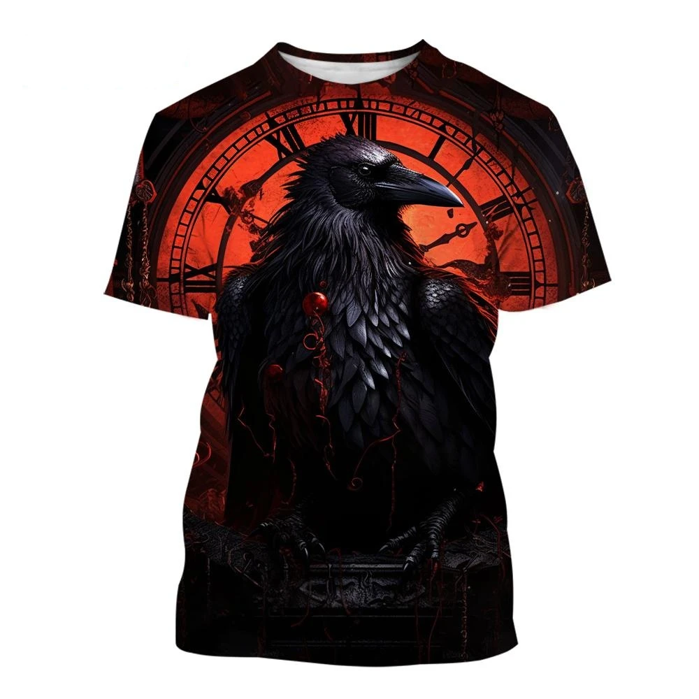 T Shirt for Men Raven 3D T-shirt Creative Animal Design Crow Print T Shirt Men Women Harajuku Casual Short Sleeve Streetwear Top