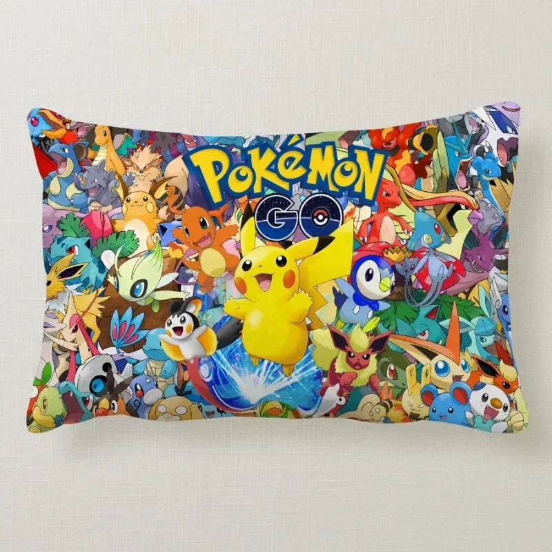 Pokemon Pikachu Plush Cushion Cover Pillowcase Decoration Rectangle 60x40cm Anime Pillowslip Cover Car for Bed Room Decor Gifts