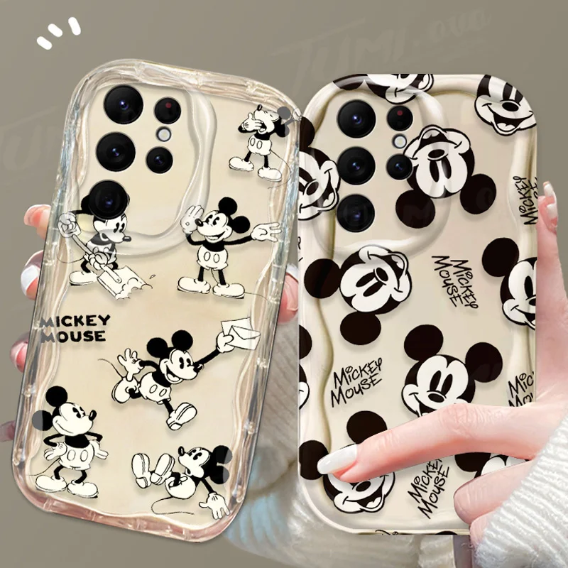 Disney Mickey Mouse 3D Wave Case For Samsung Galaxy S24 Ultra S23 S22 Plus S21 S20 FE A25 A55 A35 5g Shockproof Silicone Cover