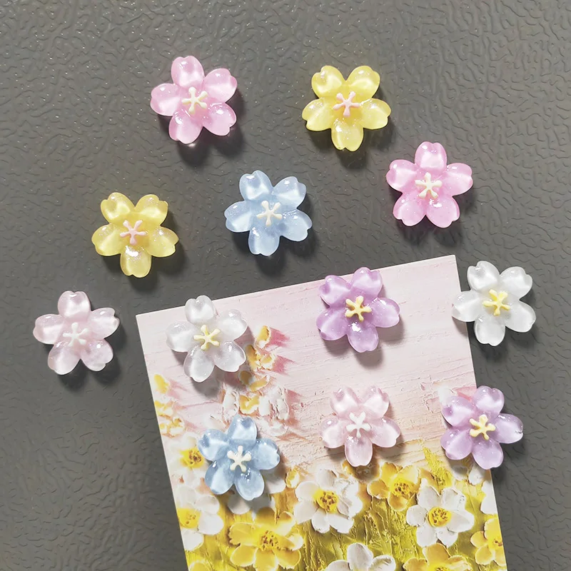 6 Stück gemischte Farben Kirschblüten-Blumen-Kühlschrankmagnete Sakura Kühlschrankmagnete Blumen-Kühlschrank-Zubehör Heimdekoration