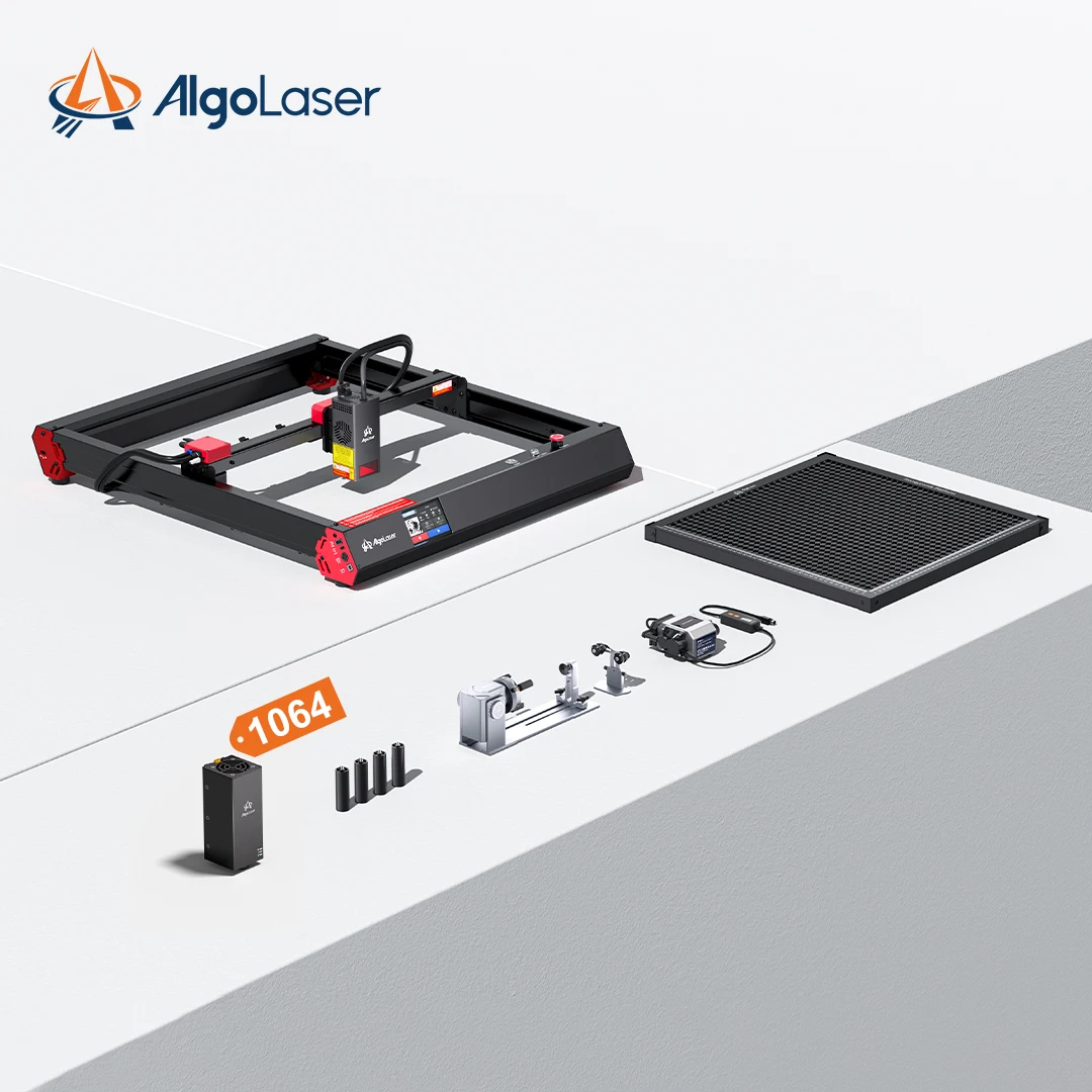

AlgoLaser Alpha MK2 20W Laser Engraver Cutter/ Rotary Chuck with Optional 1064nm Module APP Control DIY Engraver for ALL Metals