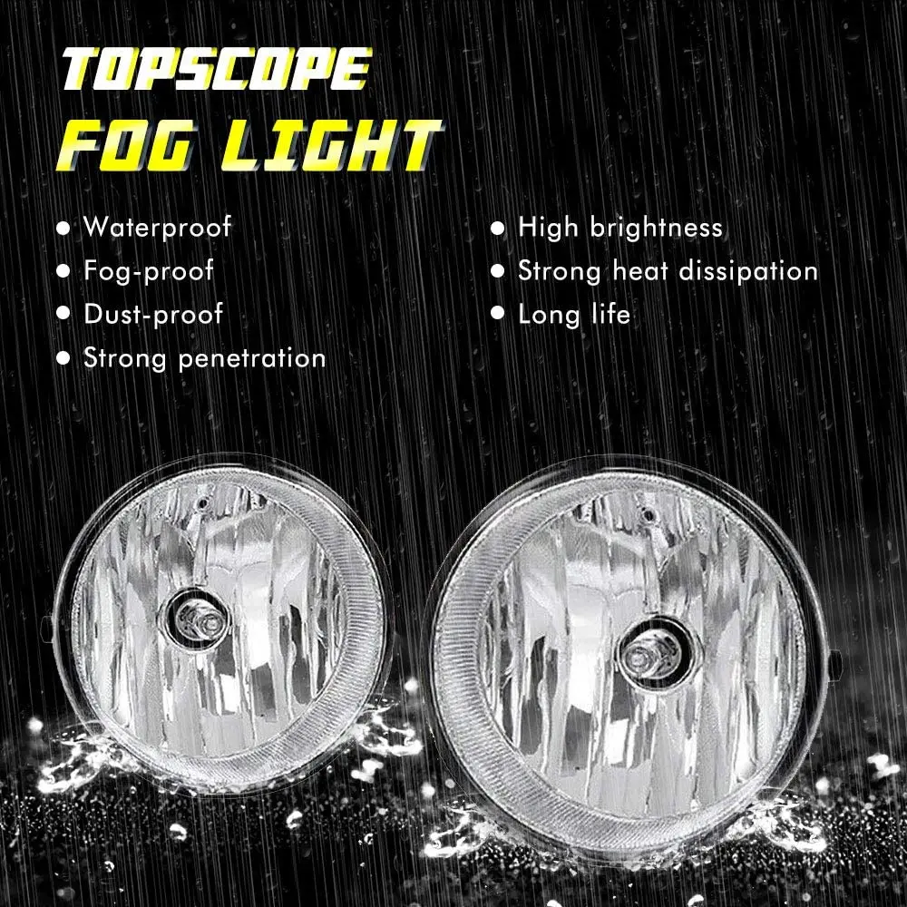 Driving Fog Lights for Toyota Solara 2004-2006 Tundra-2007-2012 Tacoma 2005-2011 Clear Lens Fog Lamps