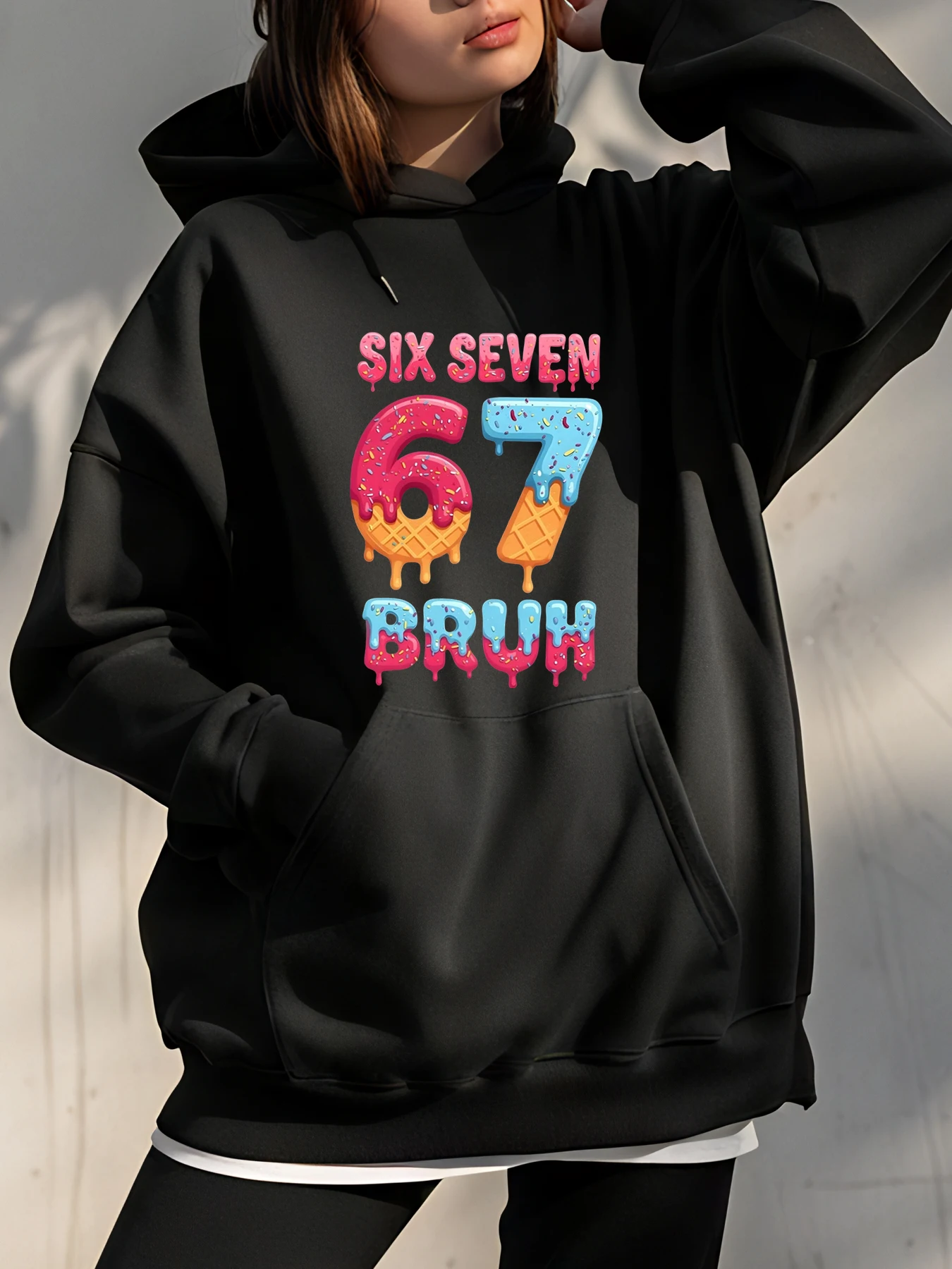 

Толстовка с капюшоном Six Seven Bruh Ice Cream Donut Design для молодежи, повседневная одежда, модный эффектный предмет в уличном стиле