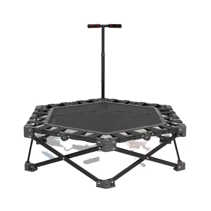 YTYIN Foldable Mini Hexagonal Trampoline With Soft PVC Foam Handrail Installation-Free Indoor Use Jumping Bed